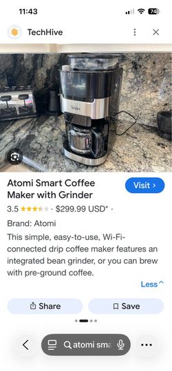 Atomi smart coffee maker with grinder