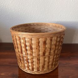 Wicker Plant Basket With Bamboo Slats