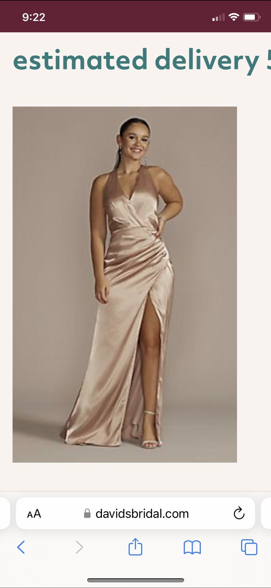 David's bridal Bridesmaid Dress Sand Satin Size 20 - sdkpepageka.sch.id
