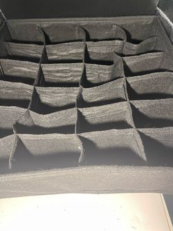 Set of 3 Black Fabric Drawer Organizer Dividers (2 @ 12x6/ 1 @ 12x12)