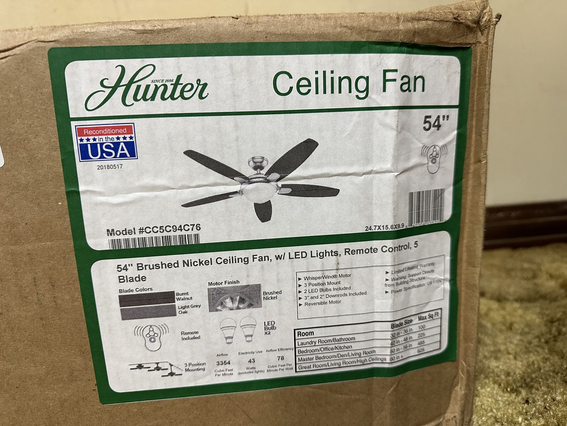 Brand New Hunter Ceiling Fan