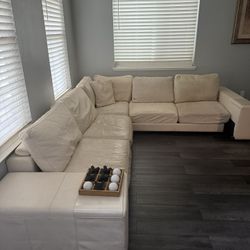 Natuzzi White Leather 5pc Sectional