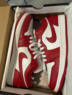 Air Jordan 1 Low Red and White Sneakers