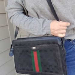 Authentic Vintage Gucci GG Monogram Supreme Sherry Web Ophidia Accordion Shoulder Bag