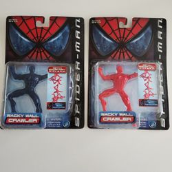 2001 Marvel Comics SpiderMan Blue/Red Wall Crawler Action Figures Lot Of 2 New