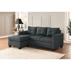 Brand new grey 78" x 58" grey linen sectional