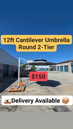 12ft Round 2-Tier Cantilever Patio Umbrella