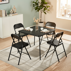 Homy Casa Fern 5PC Folding Table Set Compact Dining · Card Game · Space Saving Solution in Black