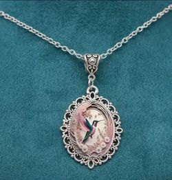 🔥😍 SILVER PLATED Hummingbirds Pendant Necklace