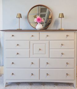9 Drawer Dresser, Sand & Wood