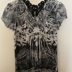 Black And White Pattern Blouse 