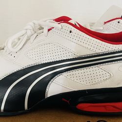 PUMA Men's White Black Red Athletic Sneakers Lace Up Synthetic NOT BOX!
