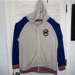 Gray/Royal Chicago Cubs Big & Tall Raglan Hoodie Full-Zip Sweatshirt Men's XL