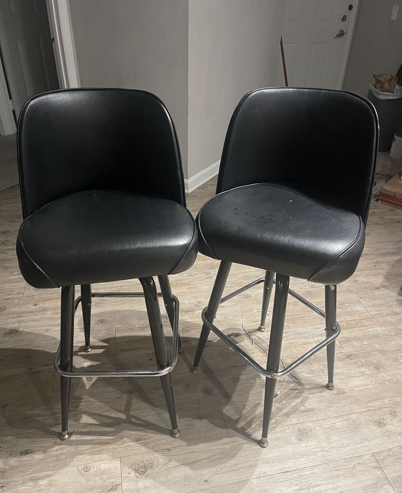 2 Black Steel Bar Stools