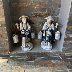 Rare Taiwan Porcelain Figurine Of A Fisherwoman/Man With Water Buckets