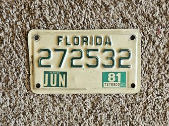 EXPIRED FLORIDA MOTORCYCLE LICENSE PLATE 