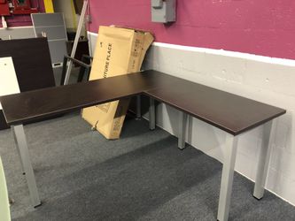 Espresso and silver desk L shape - Negotiable