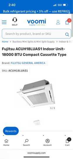 Fujitsu ACUH18LUAS1 Indoor Unit