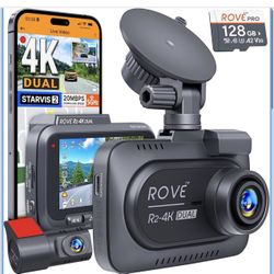 ROVE Cámara de tablero dual R2-4K frontal y trasera, sensor STARVIS 2, tarjeta GRATUITA de 128 GB incluida, WiFi 5G, velocidad de descarga más rápida 