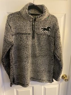 Back In the Saddle sherpa pullover 1/2 zip jacket sweatshirt Super soft Size small but runs on bigger side Great condition Gray