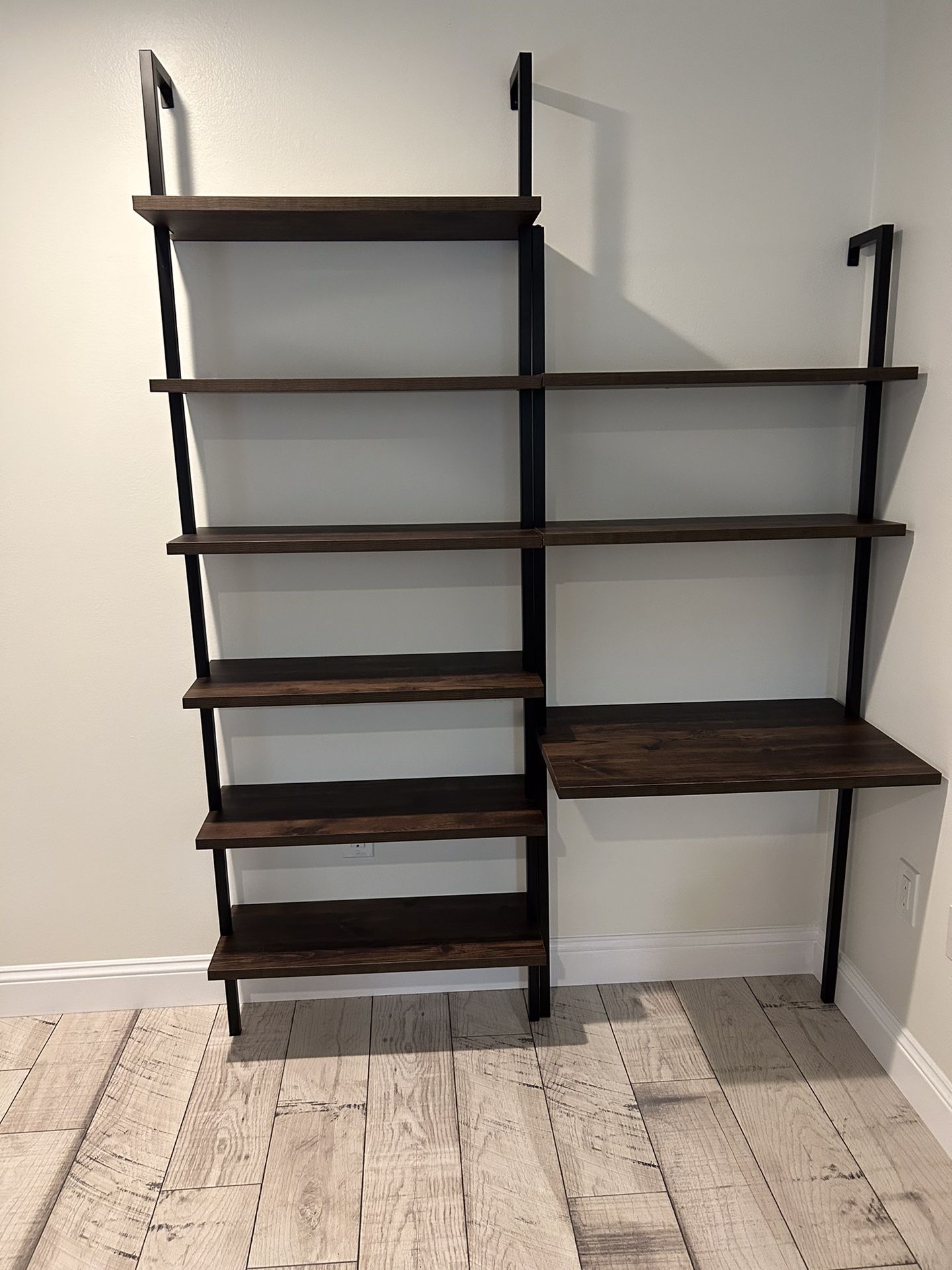 Nathan James Ladder Desk & BookCase (Black Metal & Nutmeg Engineer Wood)