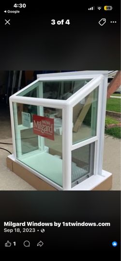New Milgard V400 Tuscany Premium Vinyl Garden Window - 47" x 47" With Trim & Manual