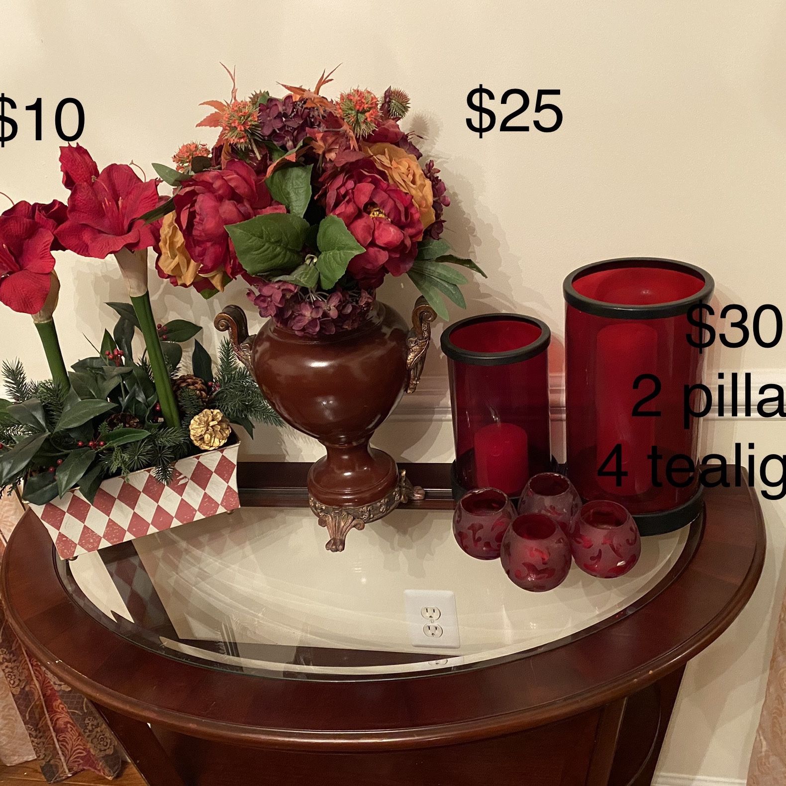 Marked Down! See Price Drop In Description. Coordinating Decor Centerpieces and Candle Holders