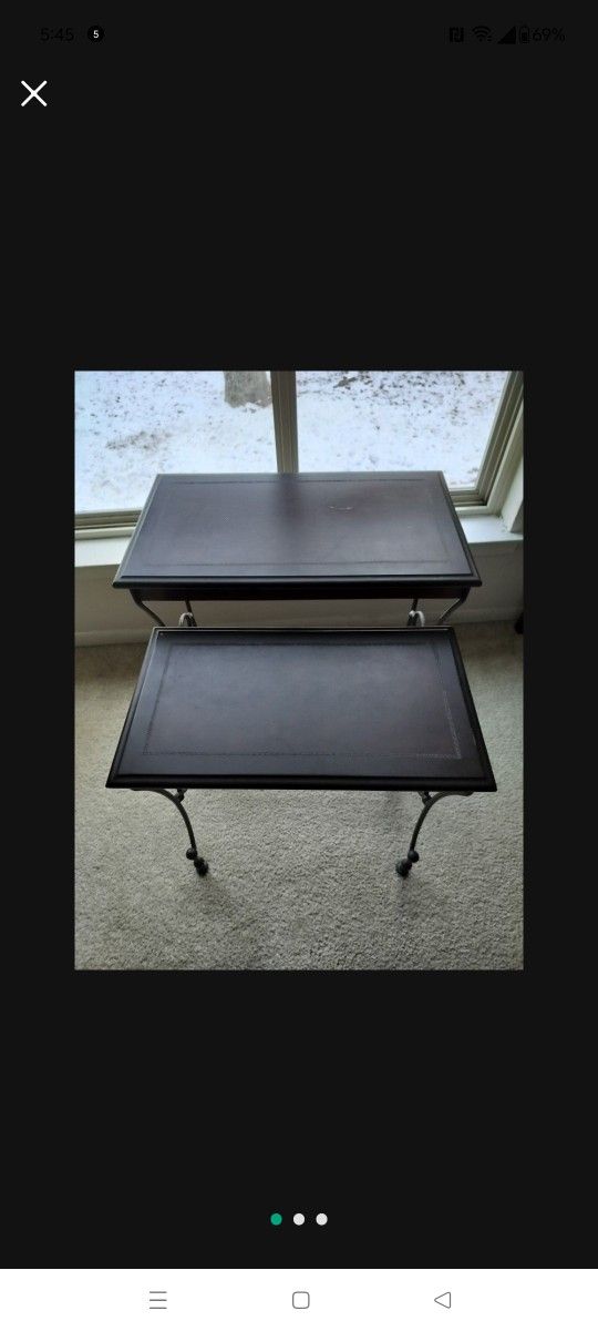 Nesting Tables Wood/ Metal Base No Delivery $40 Silver Lamp $20