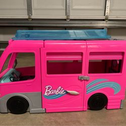 Barbie van with pool, opens up