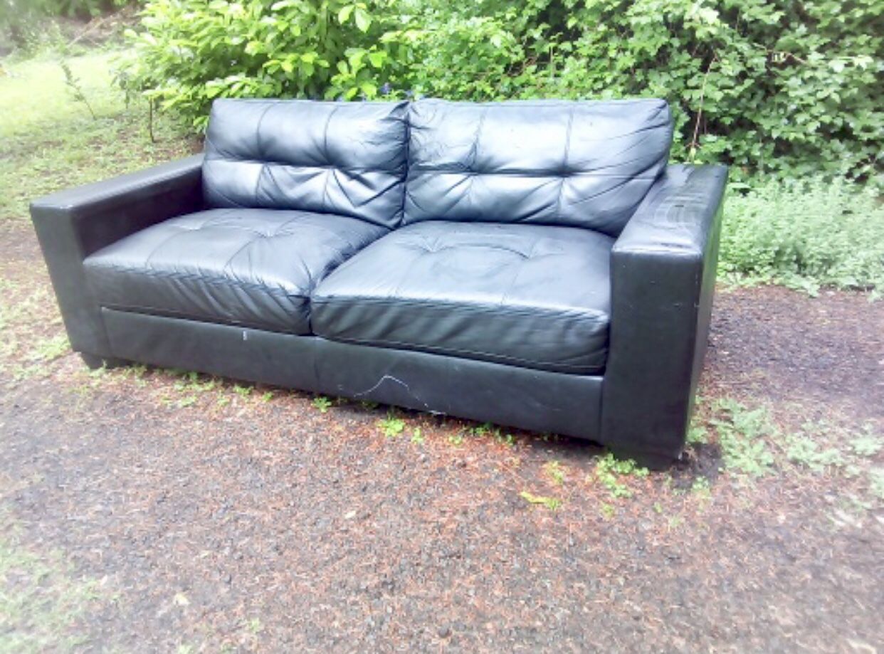 Modern Faux Leather Loveseat.