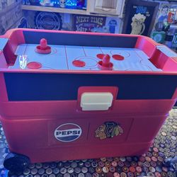 Chicago Blackhawks Air Hockey Cooler. 