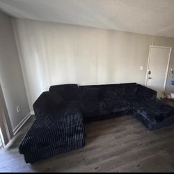 BLACK corduroy sectional SLEEPER 🖤🖤✅✅FAST DELIVERY