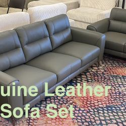 Genuine Leather Sofa Set (Finance and Delivery)