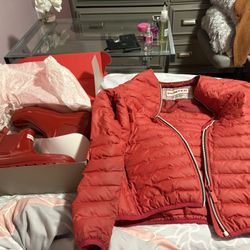 Hunter Red Rain Boots – Women’s Size 9 And Coat (Medium)