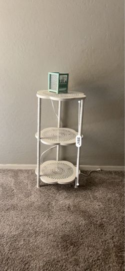 White metal side table