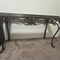 Solid Iron and Glass Hallway Table 