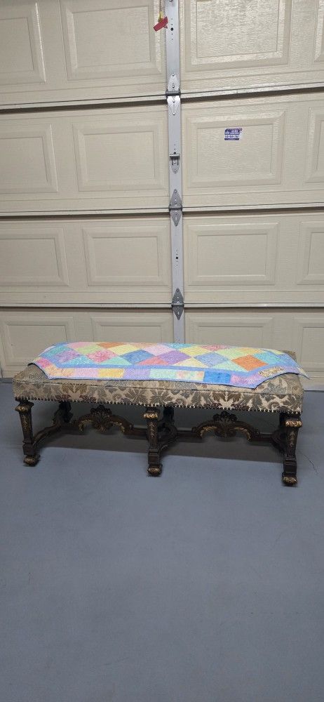 Antique Louis XIV style french empire bench ottoman old
