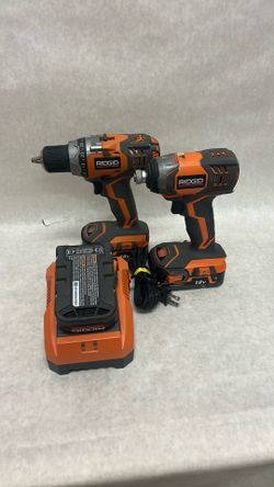 Rigid impact and drill with three batteries and charger 18 V