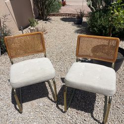 Vintage Cal style Cantilever Cane side chairs - Set Of 2