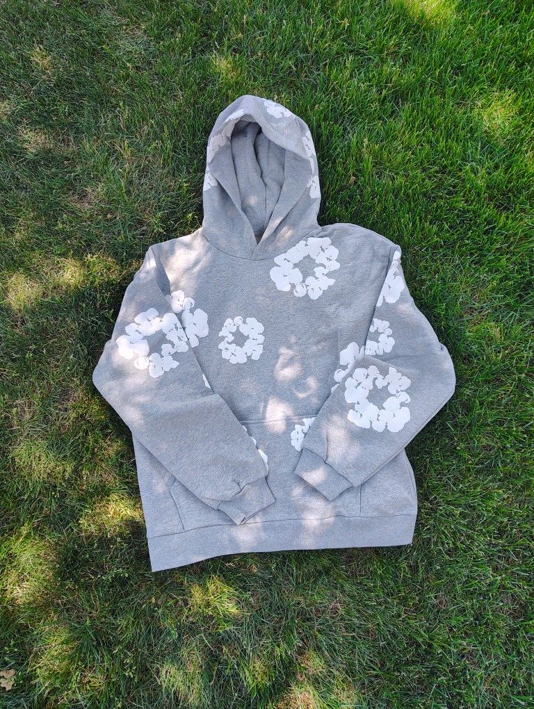 Grey Denim Tear Hoodie