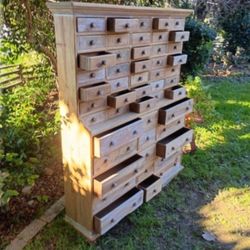 Apothecary Drawers 50  Cabinet  Natural Wood Solid Farmhouse Cutie 43" W X 59 1/4" T X 12"