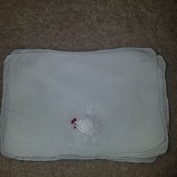 10 vintage linen chicken cocktail napkins