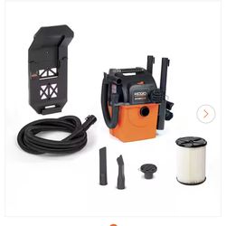NEW IN BOX RIDGID 5 Gal. 5.0 Peak HP Portable Wall Mount Shop Vacuum Wet Dry Vac with Filter, Two Locking Hoses and Attachments WD5500