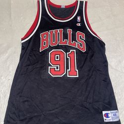 Champion Dennis Rodman Black JERSEY Mens 48 Clean Chicago Bulls Vintage 90s NBA