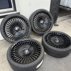 26” GIOVANNA WHEELS  GLOSS BLACK FLOATING CAP RIMS For Cadillac Suburban Tahoe silverado