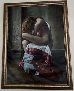 Framed Classical Realism Oil Painting - Nude Female Figure