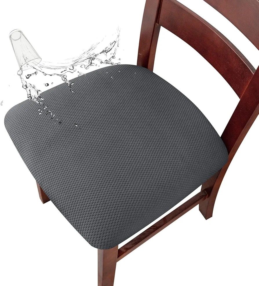 NEW Dining/Kitchen Table Chair Covers,100% Waterproof, 4 piece, Dark Gray
