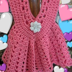 Pink Baby Dress ( Handmade Crochet)