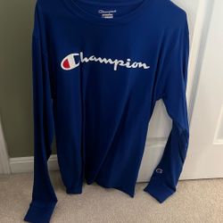 Blue Champion Adult Medium Long Sleeve Shirt
