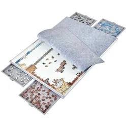 500 Piece Non-Wood Jigsaw Puzzle Board with Drawers and Felt Fabric Cover Mat, Portable Puzzle Table